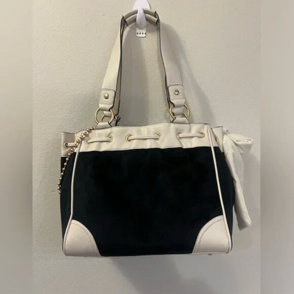 Juicy Couture The Key to Juicy Large Tote Handbag Black & Cream NWT - Picture 4 of 9